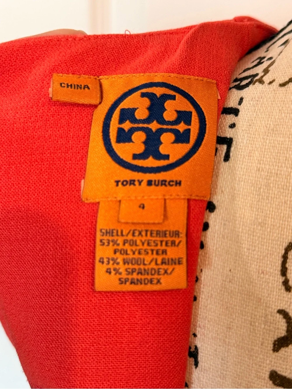 Tory Burch Red Wool Blend Sleeveless Sheath Dress Size 4 Pocket Detail